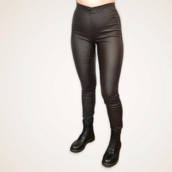 M.A.P.P JEANS Aleia nahkajäljitelmä leggingsit, tummanruskea