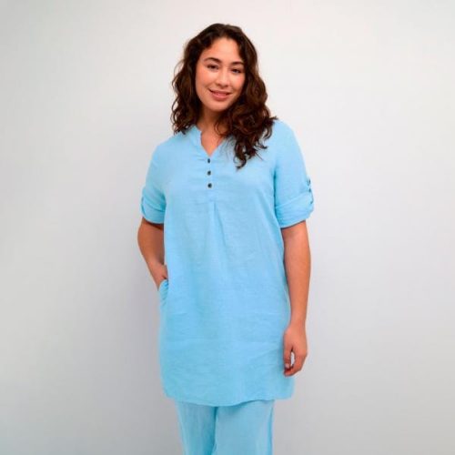 CREAM Bellis lyhyt pellavamekko, vaaleansininen