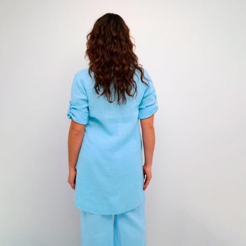 CREAM Bellis lyhyt pellavamekko, vaaleansininen