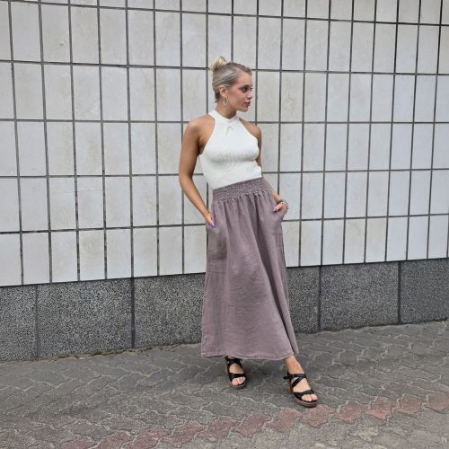 M.A.P.P JEANS Basic pellava hame, ruskea