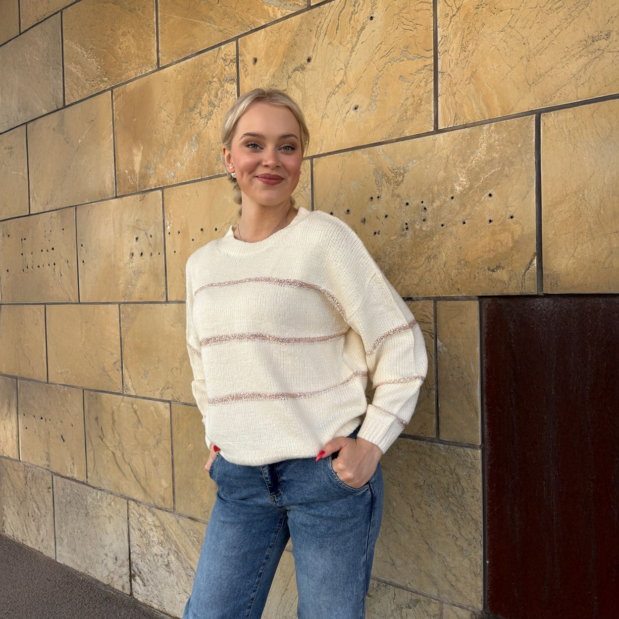 M.a.p.p Jeans Pailette neule, valkoinen