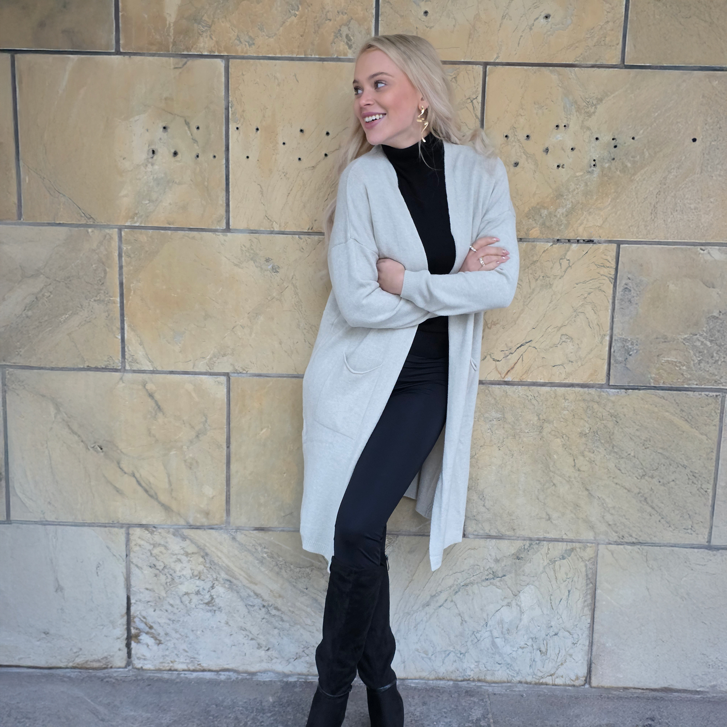 MIX BY HEART Flora neuletakki, beige