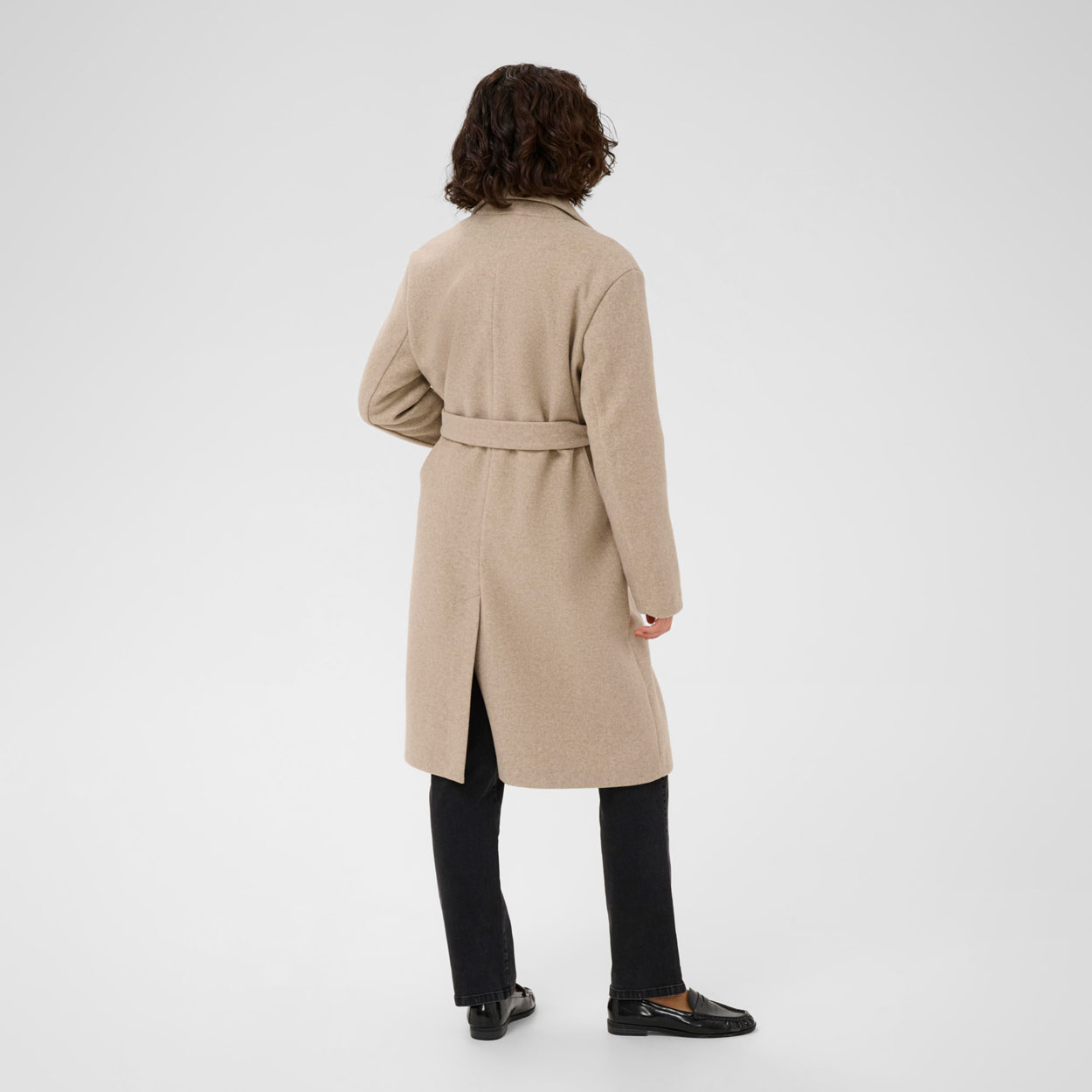 KAFFE Saturn pitkä kangastakki, beige - Image 4